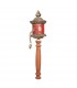 Red Coloured, Ligneous Handle Prayer Wheel