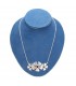 Tri-floral Garnet Silver Necklace