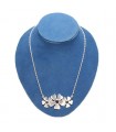 Tri-floral Garnet Silver Necklace