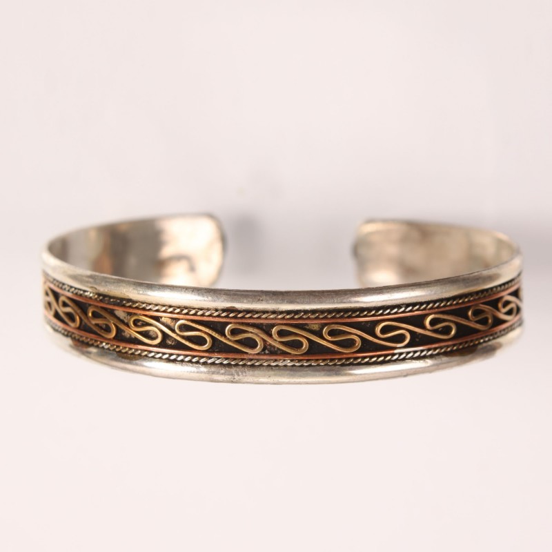 Flat Twisted Copper Bracelet, Three Metal Twisted Cuff Bracelet —  NepaCrafts Product