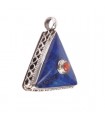 Triangular Pendant with Lapis and Coral